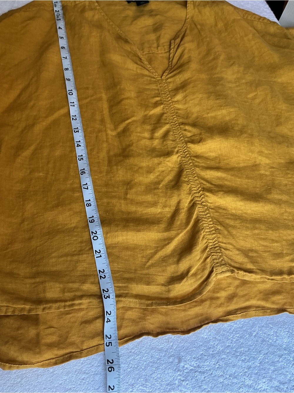 Tahari Mustard V-Neck Short Sleeve Blouse - Picture 6 of 8